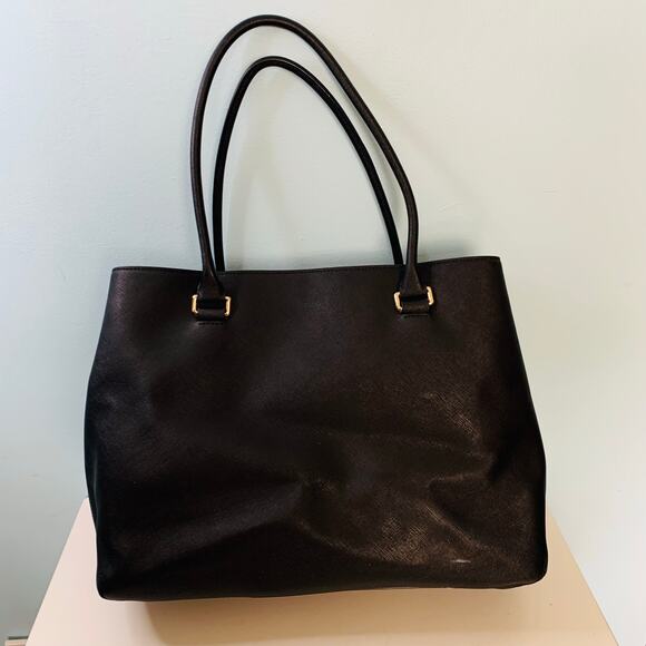 Kate Spade Black Cross Grain Leather Tote - Picture 2 of 6